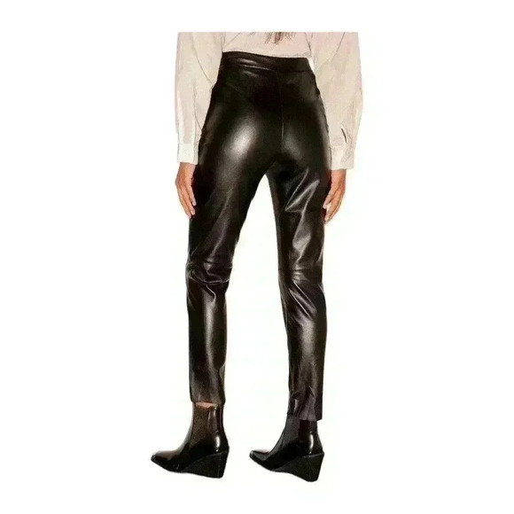 Lulus Keep Your Stride Black Vegan Leather Trouser Leggings Ankle Length SIZE-M - Picture 7 of 13